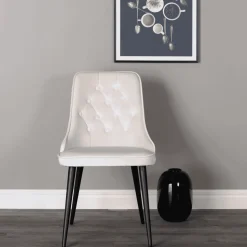 Eetkamerstoel Damar Velvet, Zwart onderstel