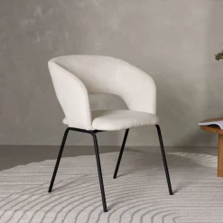 Eetkamerstoel Elwood Linnen, kleur Wit