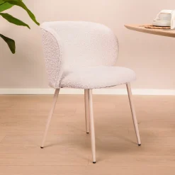 Eetkamerstoel Elyna Bouclé, kleur Crème