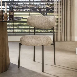 Eetkamerstoel Lawson Bouclé, kleur Zand/Bruin
