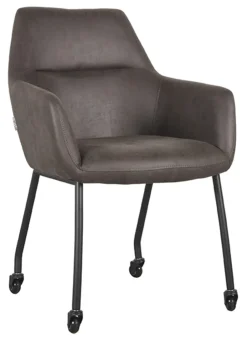 Eetkamerstoel Lenny Op wieltjes, Micro Suede