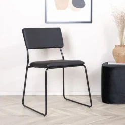 Eetkamerstoel Octavius Lederlook, kleur Zwart