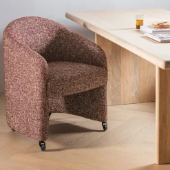 Eetkamerstoel op wielen Cordo Melange stof