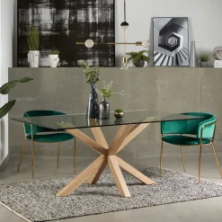 Eettafel Argo kleur Eiken/Glas