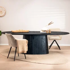 Eettafel Aron Deens Ovaal, Mangohout, kleur Zwart