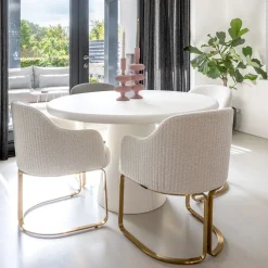 Eettafel Bloomstone 130cm, kleur Wit