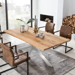 Eettafel Dashawn Eikenhout, kleur Zilver