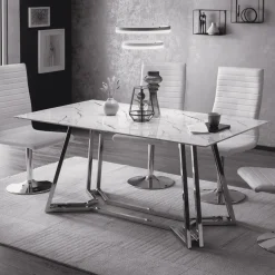 Eettafel Facundo Marmerlook, 160 x 90cm