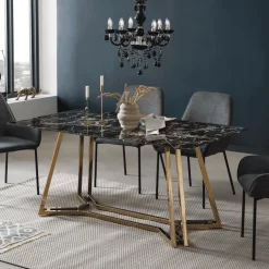 Eettafel Facundo Marmerlook, 160 x 90cm