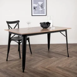 Eettafel Jerae 140 x 80cm, kleur Walnoot/Zwart