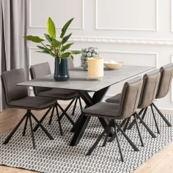 Eettafel Line Keramiek, kleur Grijs