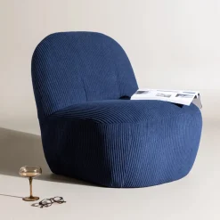 Fauteuil Hadiyah Rib, kleur Blauw