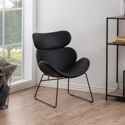 Fauteuil Ida zwart onderstel, PU zwart
