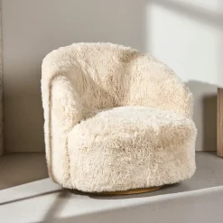 Fauteuil Kriselda Fake Fur, kleur Beige