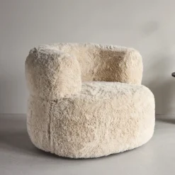 Fauteuil Kyanne Fake fur, kleur Off White