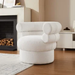 Fauteuil Merrick Bouclé, kleur wit