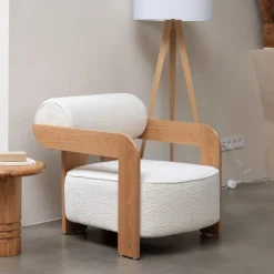 Fauteuil Oolong Bouclé en eikenhout