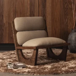 Fauteuil Opulent Bouclé en Acaciahout