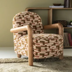 Fauteuil Retrova Grafische print en hout