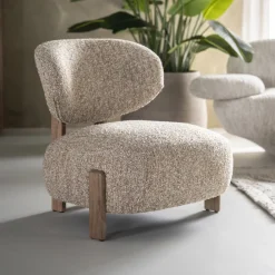 Fauteuil Reza Bouclé en bruin eikenhout