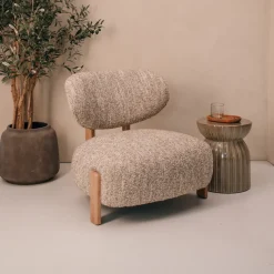 Fauteuil Reza Bouclé en naturel eikenhout