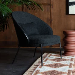Fauteuil Rodin Essenhout en bouclé, kleur Zwart