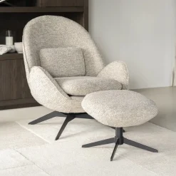 Fauteuil Ryan Met hocker, Bouclé