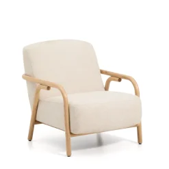 Fauteuil Sylo Chenille en naturel essenhout, kleur Beige
