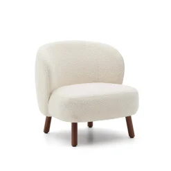Fauteuil Ulit Bouclé, kleur Wit/Bruin