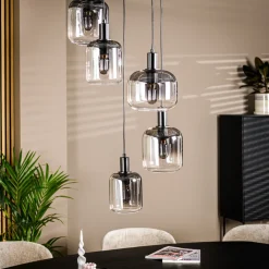 Hanglamp Jesalyn 5-lamps, kleur Smoke