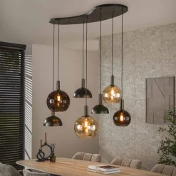 Hanglamp Jocelyn Glas en metaal, 4+3-lamps