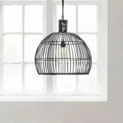 Hanglamp Las Salinas Rotan, kleur zwart