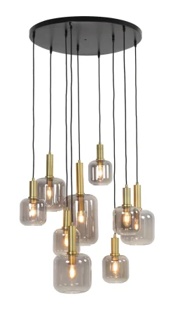 Hanglamp Lekar 9-Lamps, kleur Antiek Brons/Smoke