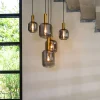 Hanglamp Lekar 5-Lamps, kleur Antiek Brons/Smoke
