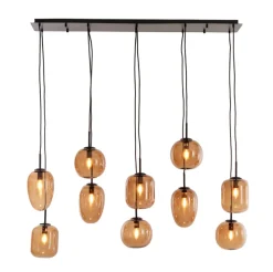 Hanglamp Mezza Glas, 10-lamps, kleur Bruin