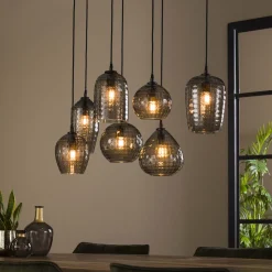 Hanglamp Reed 7-lamps, kleur Smoke Grey