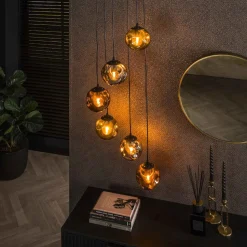 Hanglamp Shahid Glas, 6-lamps