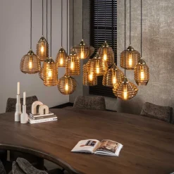 Hanglamp Tiera 15-lamps, kleur Amber