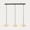 Hanglamp Wilara Eiken en glas, 3-lamps