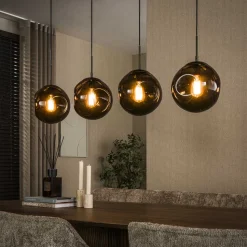 Hanglamp Yair Glas, 4-lamps, kleur Sienna Bruin