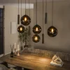 Hanglamp Yair Glas, 5+4-lamps, kleur Sienna Bruin