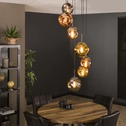 Hanglamp Yair 7-lamps Getrapt, kleur Oud Zilver