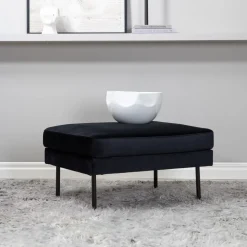 Hocker Bladimir Velvet, kleur Zwart