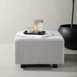 Hocker Deniz Bouclé, kleur Lichtgrijs