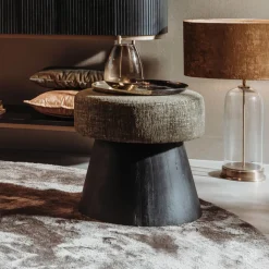 Hocker Ossana Mangohout en stof, 50cm