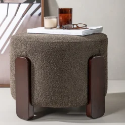 Hocker Zully Bouclé, kleur Donkergrijs