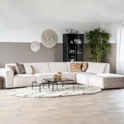 Hoekbank Amarillo Rechts, Velvet, kleur Adore Naturel