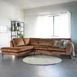 Hoekbank Kirsten Velvet, kleur camel