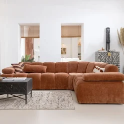 Hoekbank Mojo Geweven Rib, 310cm, kleur Roestbruin