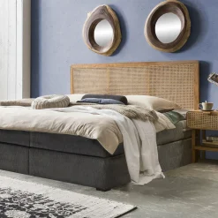 Hoofdbord Shakina Teakhout en rotan, 200 x 120cm